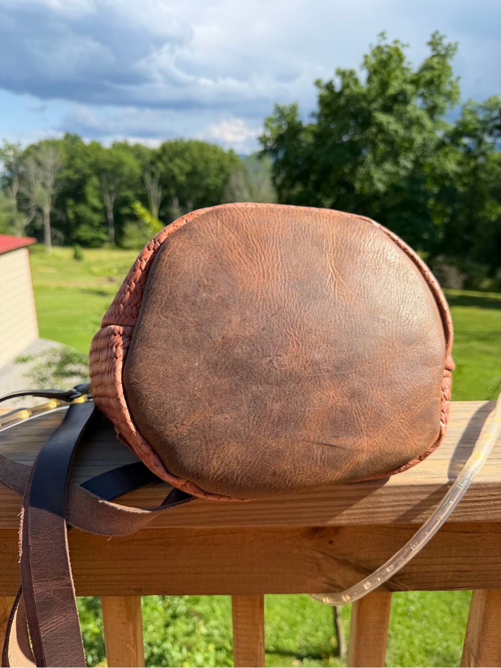 Woven Terracotta Crossbody Bag with Adjustable Strap - Picture 4 of 5